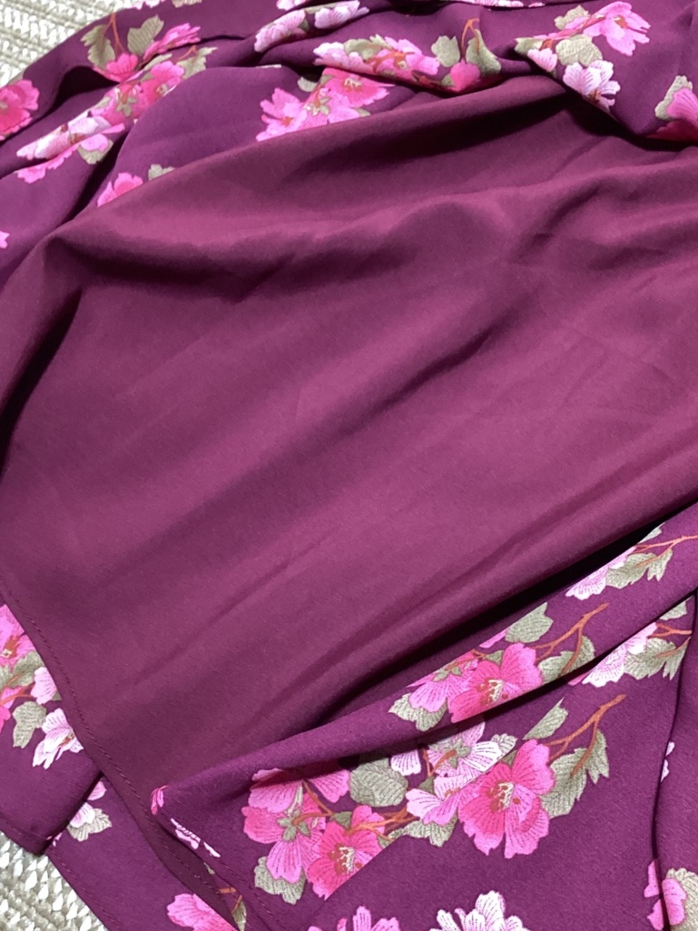 NWT Nanette Lepore Burgundy Floral Tie-Waist Long Sleeve Midi Dress - Picture 13 of 15